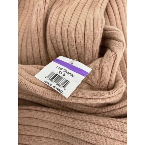 WAYF Ribbed Knit Midi Dress Long Sleeve‎ Tie Back Tan Size XL - Picture 7 of 8